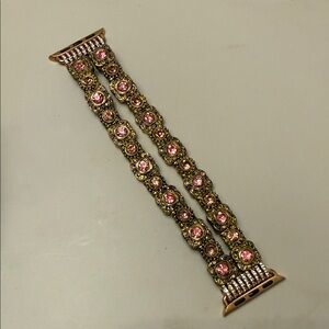 Apple Watch Gold Tone Pink Rhinestone Statement Band